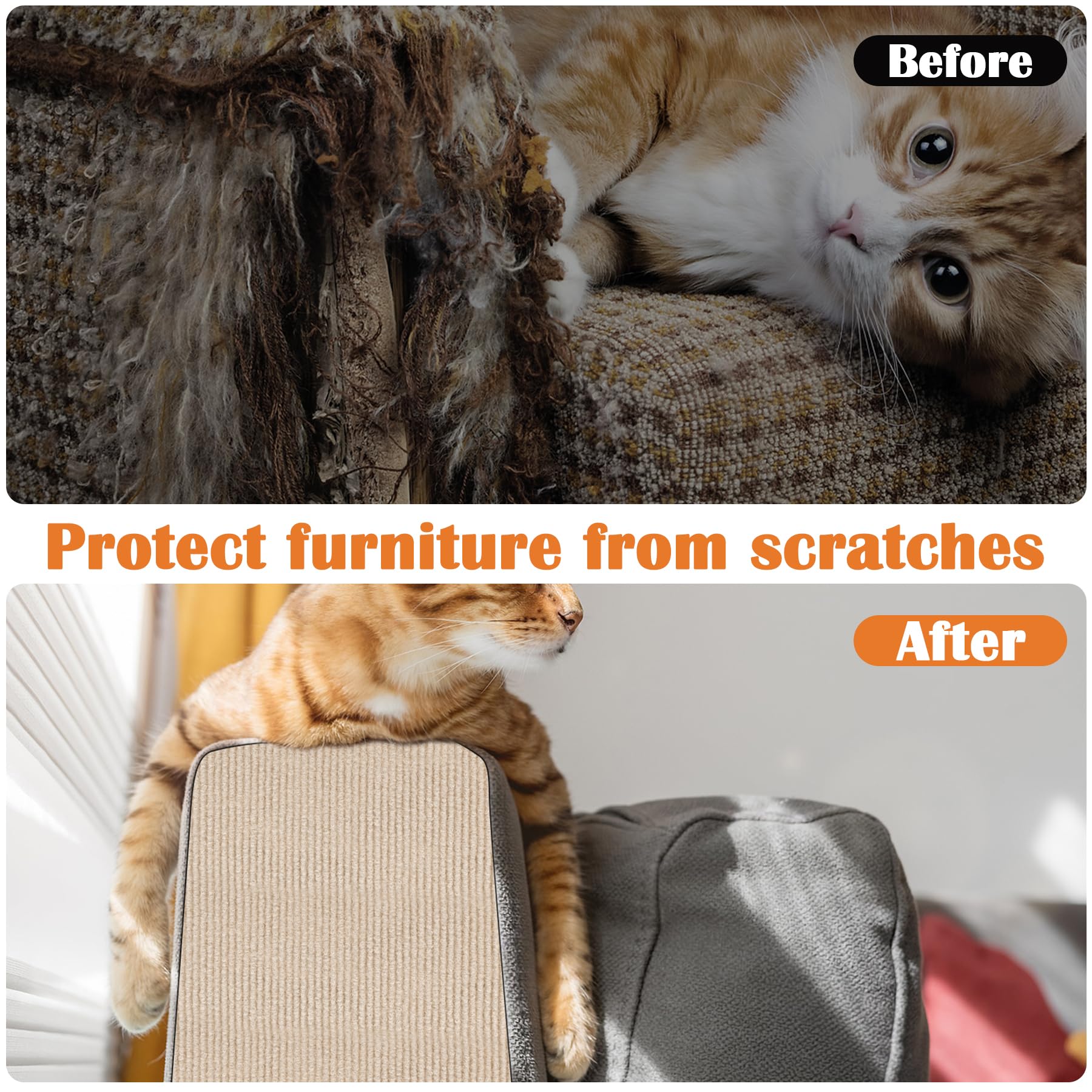 Inchoco Cat Scratching Pad - 78.7'' X 15.8'' Trimmable Self-Adhesive Cats Claws Scratch Furniture Protector, Diy Cat Climbing Co